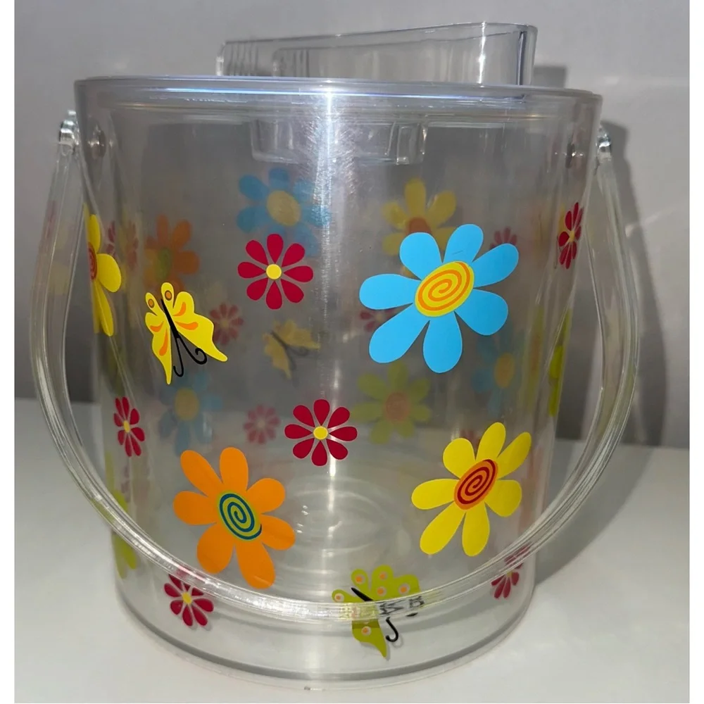 Vintage 90s/Y2K Acrylic Floral Ice Bucket